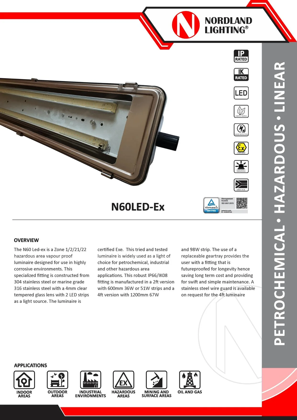 NL38 Nordland N60LED-Ex Hazardous and Vapour Proof Luminaire